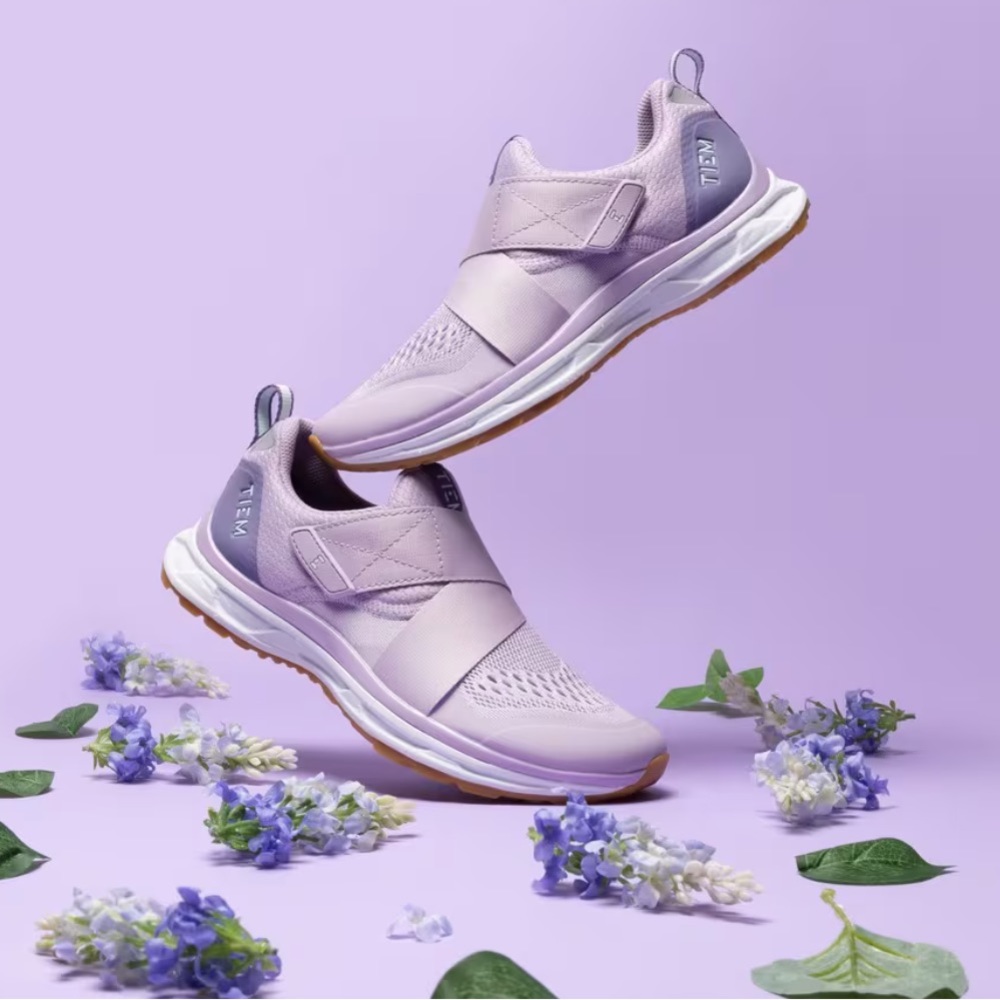 Lilac slipstream TIEM cycling shoes with SPD clips